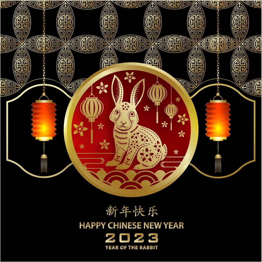 2023兔年中国风新年春节剪纸风节日宣传插画海报背景展板AI素材【069】